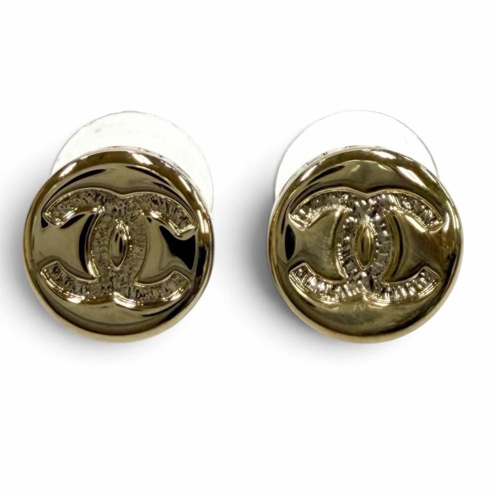 CHANEL Gold Logo Earrings
